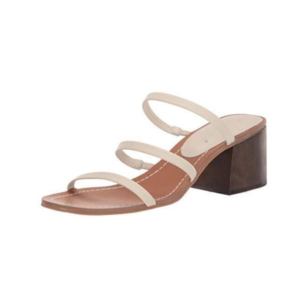 SPLENDID Womens Eggshell Beige Meli Toe Block Heel Slip On Leather Sandals 9.5